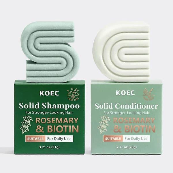 Risbar Shampoo & Balsam Sæt til Hårvækst - Solid Shampoo & Balsam Bar Sæt til Styrkelse af Hår - Risvand Shampoo Bar & Balsam Rice Shampoo + Conditioner