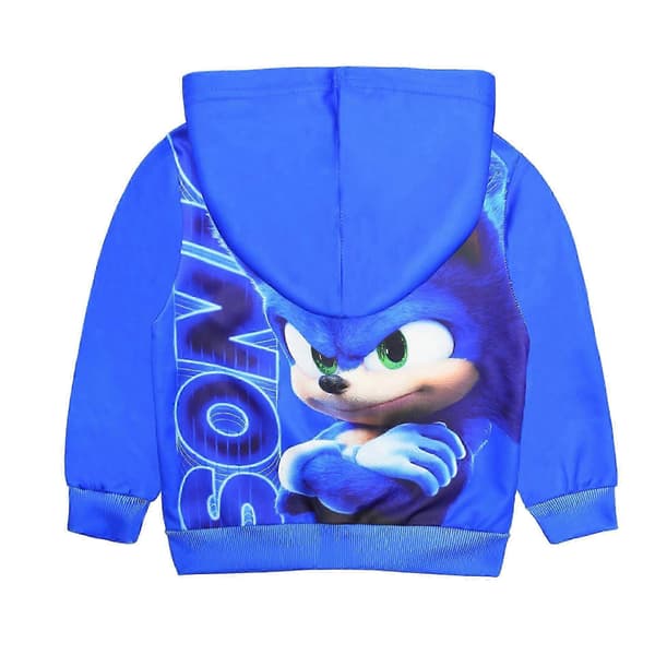 Tecknad Sonic Pojke Dragkedja Huvjacka Jacka 120cm