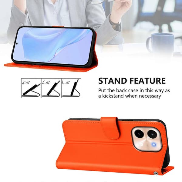 Solid Farge PU-deksel for vivo Y28 4G Orange