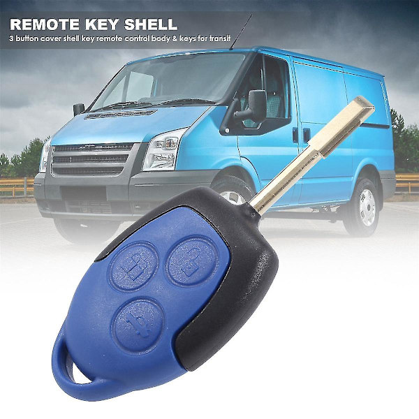Ford Transit Blå 3-knappars Fjärrkontrollhölje Nyckelkropp & Nycklar