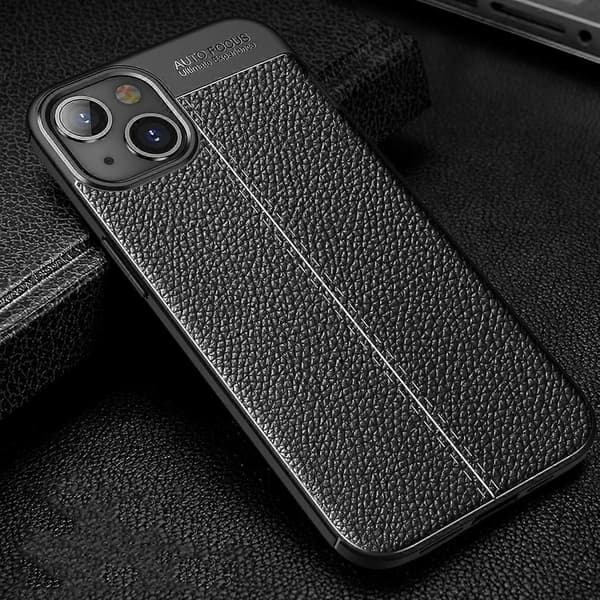 Litchi tekstur TPU telefoncover til iPhone 14 Plus Black