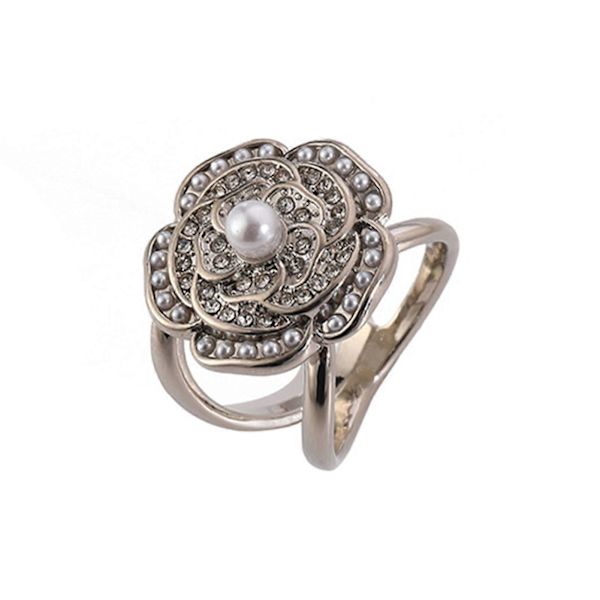Sjalspänne – Blomform & Strass – för Kvinnor Silver