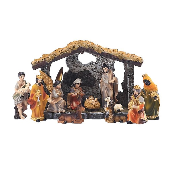 Christmas Manger Group Scen Ornament Resin Hantverk