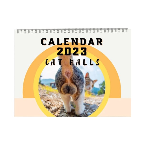 Cat Buttholes Calendar 2023 Vægkalender Design 12 Måneders Vægkalender i Landskab