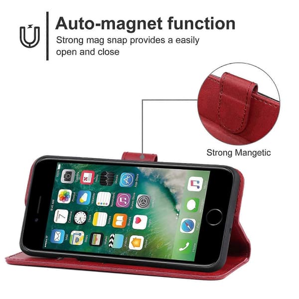 Telefondeksel i lær for iPhone SE 2020 / 8 / 7 Red