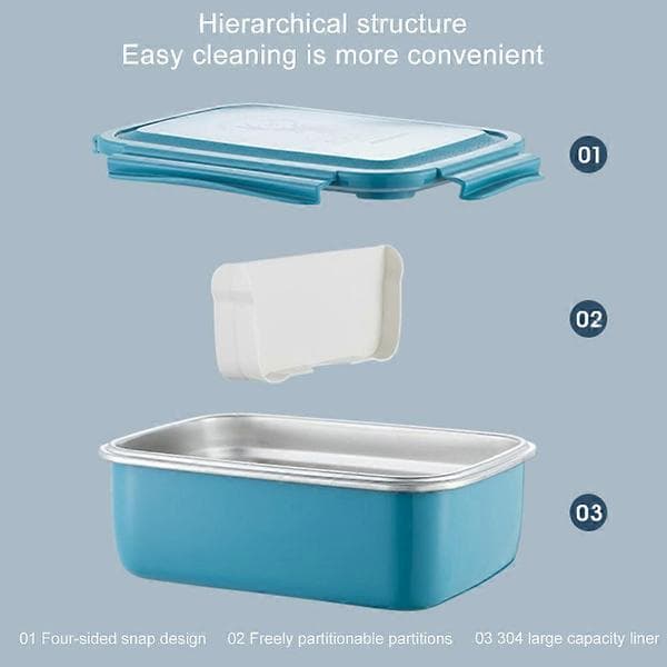 Bento-bokser Matbokser Matsikkert Materiale Rustfritt Stål PP Fire Knapper for Barn Utendørs Skoler 3 Farger Velg Blue
