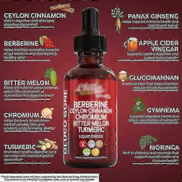 Berberine Ceylon Cinnamon flytande droppar 60 ml tubmatningstillskott_r7