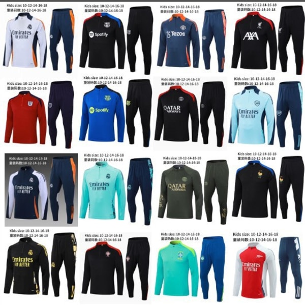 Ny Paris Frankrike Portugal Mbappe Messi langermet treningsdress fotballuniform dress ytterjakke barneklær 3 M