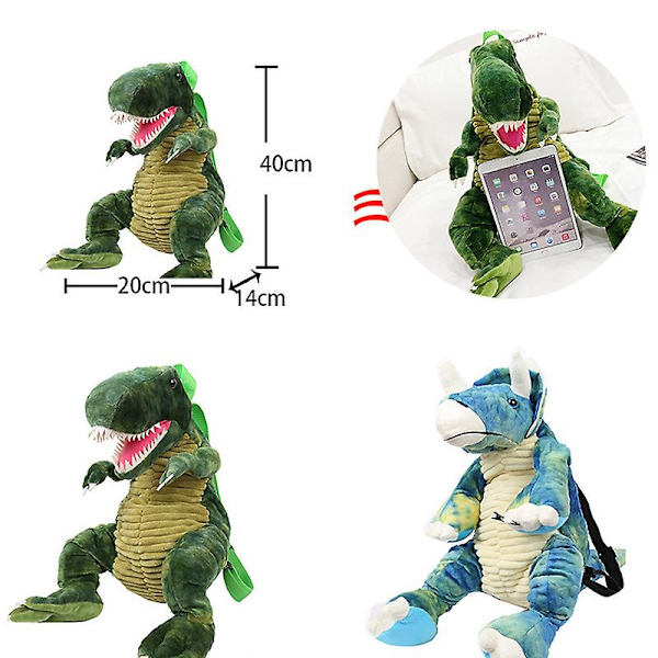 Förälder-barn 3D dinosaurie ryggsäck söt djur tecknad plysch ryggsäck dinosaurie väska för barn presenter Blue