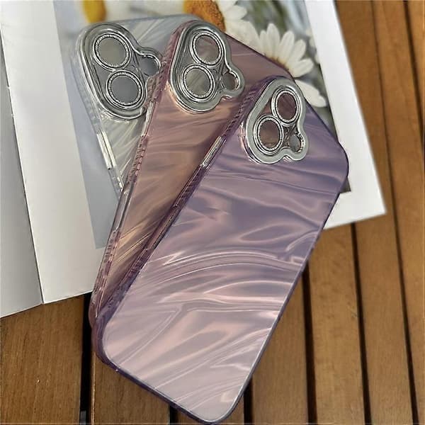 Kompatibel med iPhone 16 Plus-fodral Vattenvågsmönster Droppsäkert TPU+PC-telefonfodral Silver