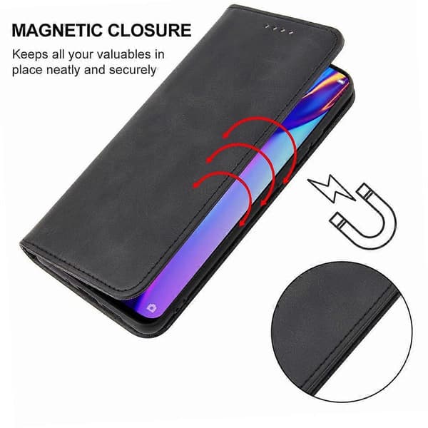 Magnetiskt läderfodral för OPPO K3 Black