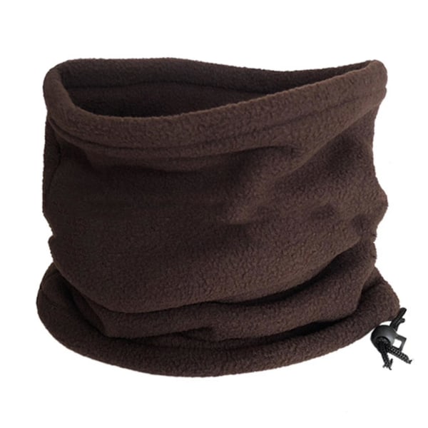 Unisex Vinter Utomhus Solid Färg Mjuk Tjock Fleece Halsvärmare Gaiter Cover Mössa Coffee