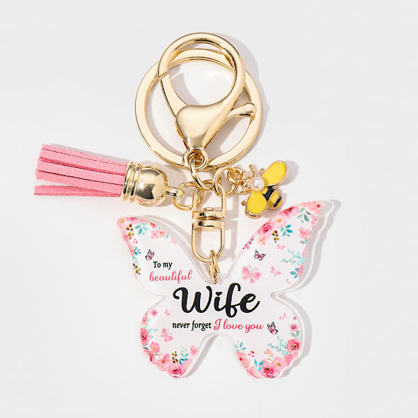 Sommerfugleformet Akryl MOM Vedhæng Nøglering Gave til Mors Dag Valentinsdag Jubilæum style7