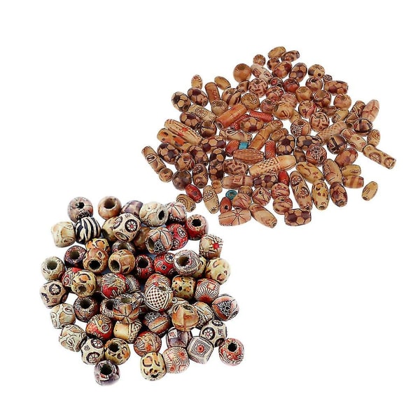 200 bitar blandade stora träpärlor Spacer Beads Diy smycken fynd
