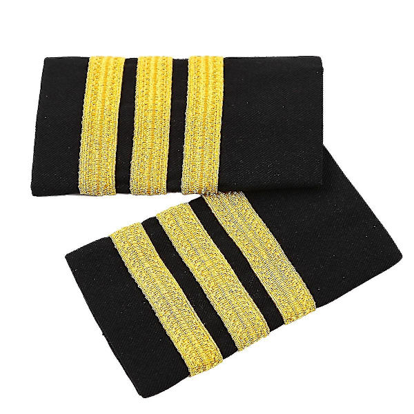 Perinteiset Pilot Bar Epaulettes Muoti Kultaraita Rintaneula Epauletit Univormu Paidaan Ammattimainen Olkalaudat Rintamerkit Käsityö Black Gold Three
