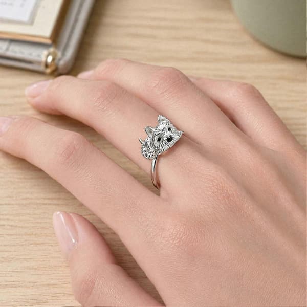 Valp Rhinestone Ring – Håndgravert Legering – for Hundelskere Smykkegave 1pc