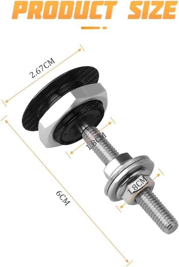 4 st Universal Motorhuvstift (Kolfiber), Snabbfäste Nummerplåtslås, Tryckknapp
