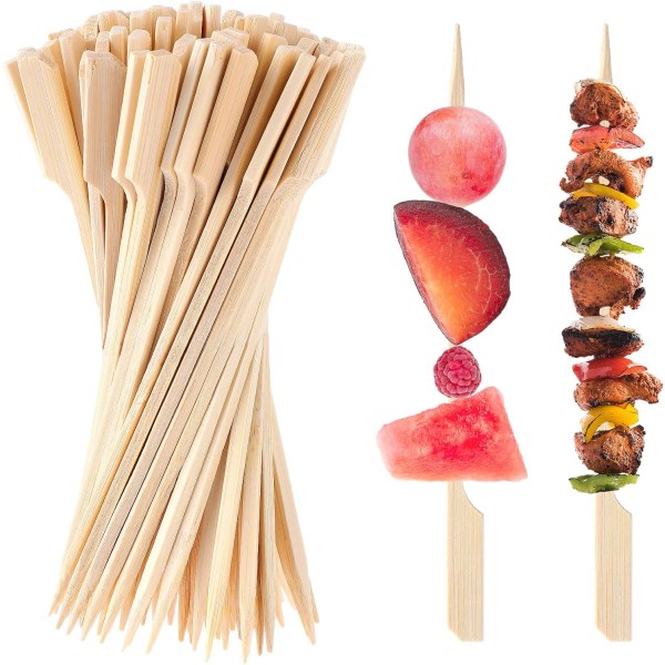 15 cm bambusspyd, 100 STK Kababspyd Picks Paddle-træspyd til cocktail, frugt, grillning, drink, BBQ, Fondue