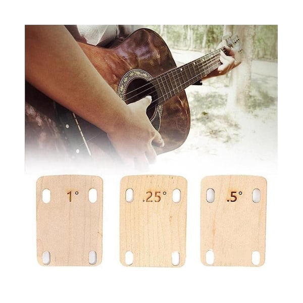 3st Gitarrhalsbrickor påskruvad halsplatta för gitarr- och basreparation 0.25, 0.5 och 1-gradig gitarr Wood color
