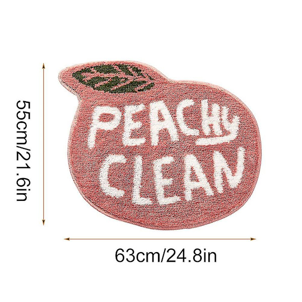 Bademåtte Peachy Coral Pink, Skridsikker Fodmåtte Peach Badeværelsesmåtter og -måtte Sød Tegneserie Bademåtte Vaskbar Skridsikker Fodmåtte Absorberende Badekar Måtte (55x63