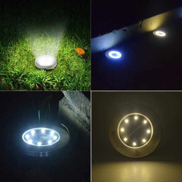 4 LED utendørs solcellelampe, 4 stk hage bakkelamper belysning Sola