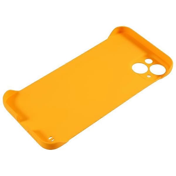 Kompatibel med iPhone 15 Plus etui rammeløst hud-touch hårdt PC telefoncover Yellow