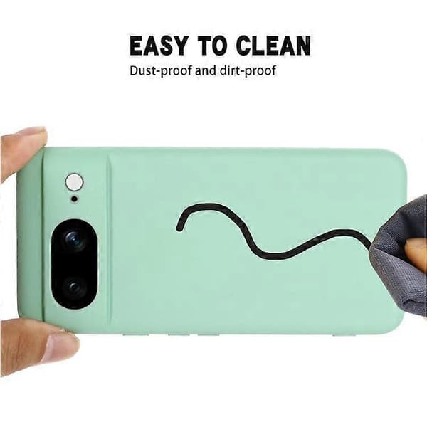 Kompatibel med Google Pixel 8 Anti-Fingeravtryck Mobilskal Flytande Silikon+Mjukt Foder Telefonfodral Baksida Green