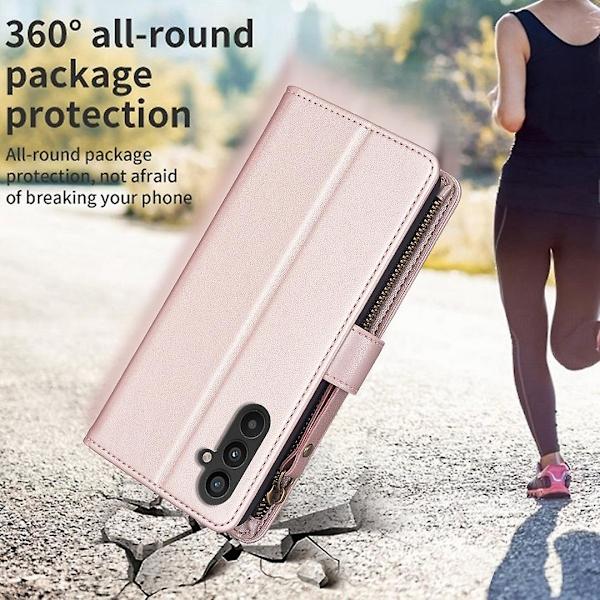 För Samsung A34 5G Enfärgad blixtlåsväska Case Bf19 Style Rose Gold (guld) Pink gold Style E Samsung Galaxy A34 5G