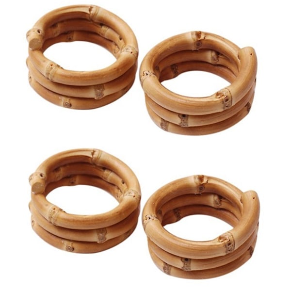 Wood Bambus serviettringer sett med 4, håndlagde rotting serviettholderringer Borddekorasjoner til bryllup