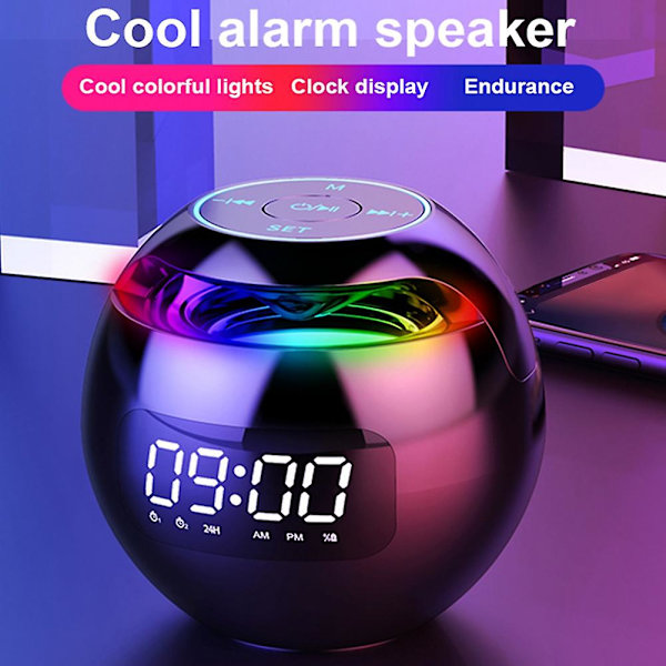 Mini Bluetooth högtalare Trådlös Bluetooth ljudbox med LED-skärm Väckarklocka Hifi TF-kort MP3-musikuppspelning (Vit) White