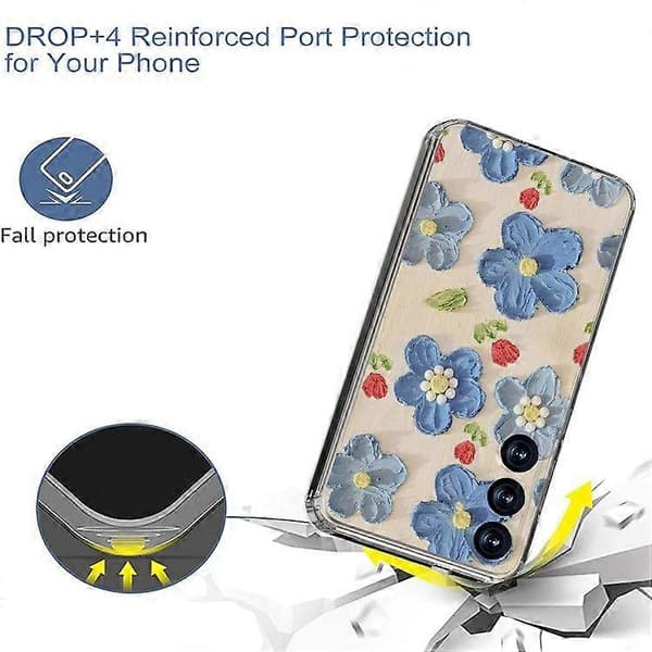 För Samsung Galaxy S25+(Plus) Mobilskal IMD Mönstertryck PC TPU Mobilskydd Blue Flower