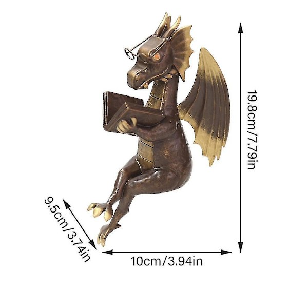 Trädgård Dinosauriefigurer Konst Harts Skulptur Klassisk Drake Läsbok Staty Utomhus Hem Skrivbord Prydnad Samlargåvor