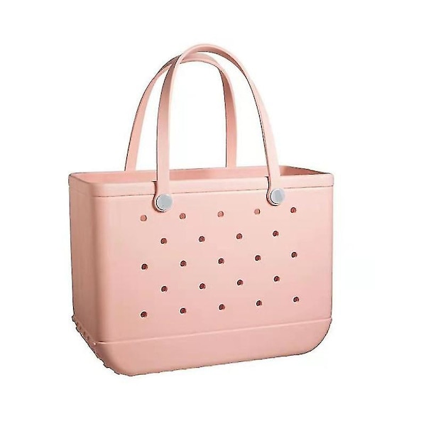 Gummipåse Bogg Style Hål Vattentät Slitstark Oversize Silikon Beach Tote Ny 2024 pink  light