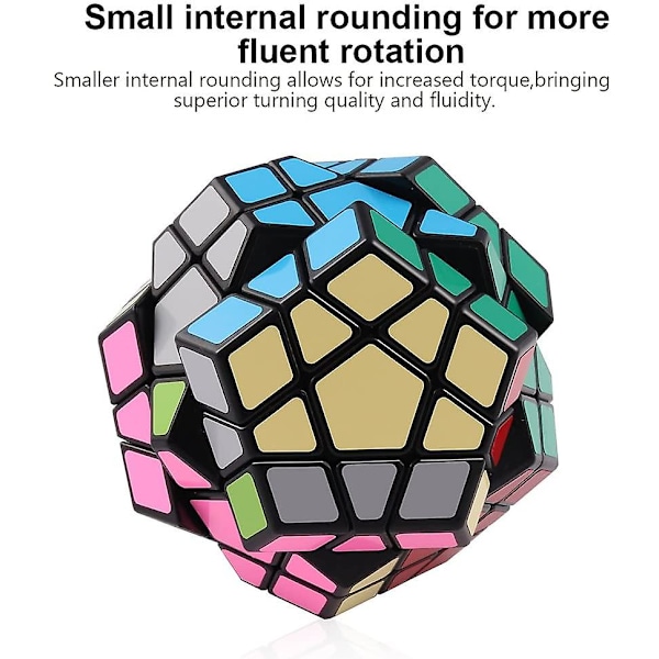 Shengshou Megaminx Speed Cube 3x3 Dodekaeder Hexagon Pussel Leksak Svart