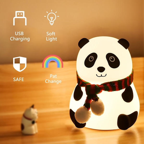 Panda Silikon Nattlek för Barn, Panda Presenter, Söta LED-lampor för Tonårsflickors Sovrum, Sovrumsdekorationer Presenter för Småbarn style1