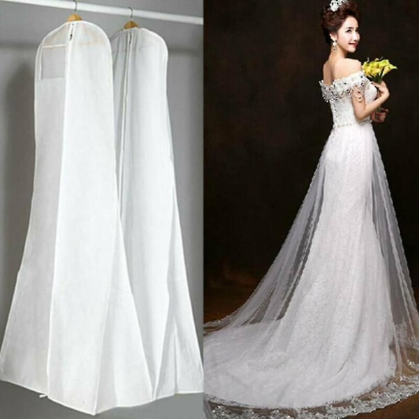 Åndbar tøjtaske til brudekjoler - Hvid - 180 Cm