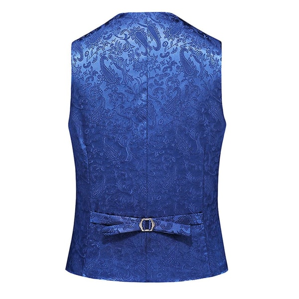 Sliktta Herr 3Pce Paisley Dress Vest och fluga Set och Pocket Square Blue M