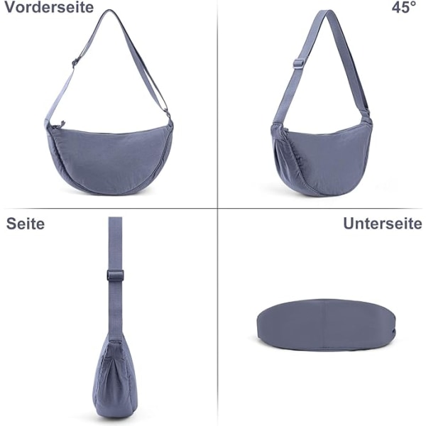 Crossbody-taske til kvinder, halvmåneformet skuldertaske, ensfarvet skuldertaske til kvinder, lille til kvinders rejser