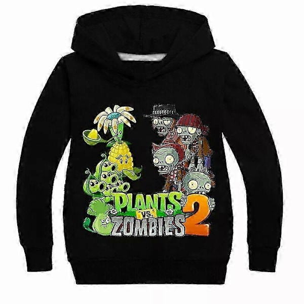 PVZ Børne Hoodie Plants VS Zombies Spil Drenge Piger Trøje Jumper T-shirt Toppe Black 9 140(8-9T)