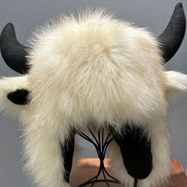 1. Unisex Oxhorn Plysjhatt, Vintervarm Ørevarmer Beanie, Vindtett Hatt for Ski, Sykling, Jakt Brun