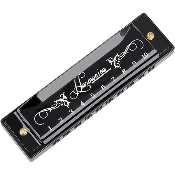 Blues Harmonica, Diatonic Blues Harmonica in C Key, 10 Holes 20 Tones Blues Harp Harmonica (Rose Red) black