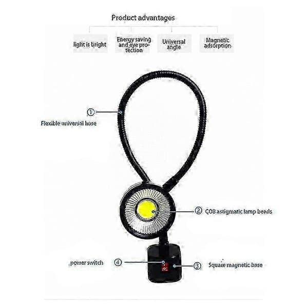 Magnetisk base LED-arbejdslys til drejebænke, fleksibel svanehals industriel lampe 220V 5W Udgave 1110 0.5 5