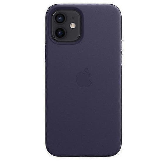 Julkläder i läder för iPhone 12/12 Pro Läderfodral med Magsafe Deep Violet