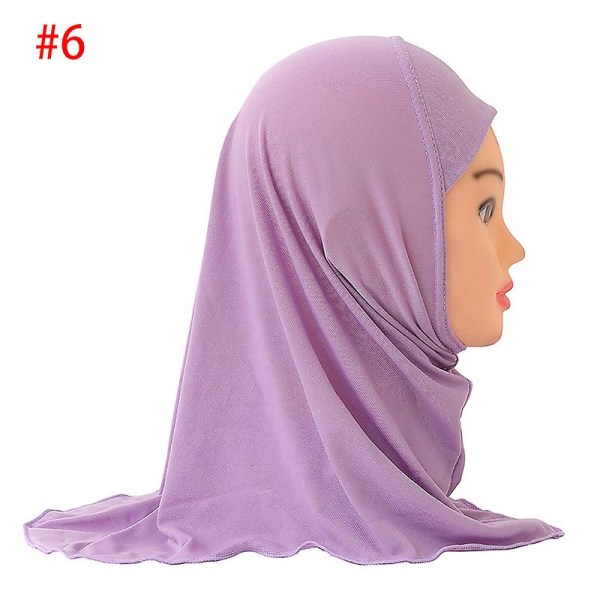 Headwrap Islamiska arabiska Scarfs Sjalar Passar 2-7 år gammal muslimsk hijab Scarf Flickor Barn Turban Kepsar Blomma Headscarf Purple