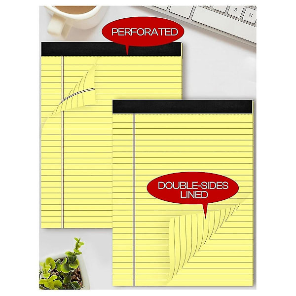 6 Pakk Gule Notatblokker 8,5 x 11,75 Tommer Smal Rullet Linjert Skrive Notatblokker Gule Papirblokker Coll
