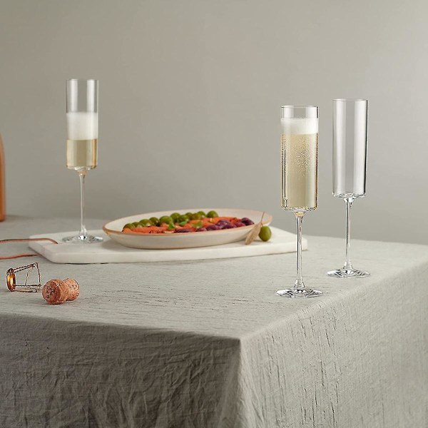 Glas Champagne 4 Pack 6-ounce Champagneglas 4 stk Sæt, Premium Square Edge Blown Glas Vinglas The Best Transparent