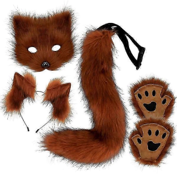 ræv cosplay tilbehør med maske og hale Reddish brown One size