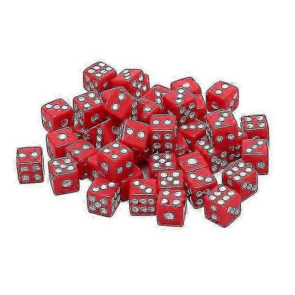 2025 50 stk. Standard seks-sidige terninger Bursdagsfester Brettspill Terninger Spillterninger Red