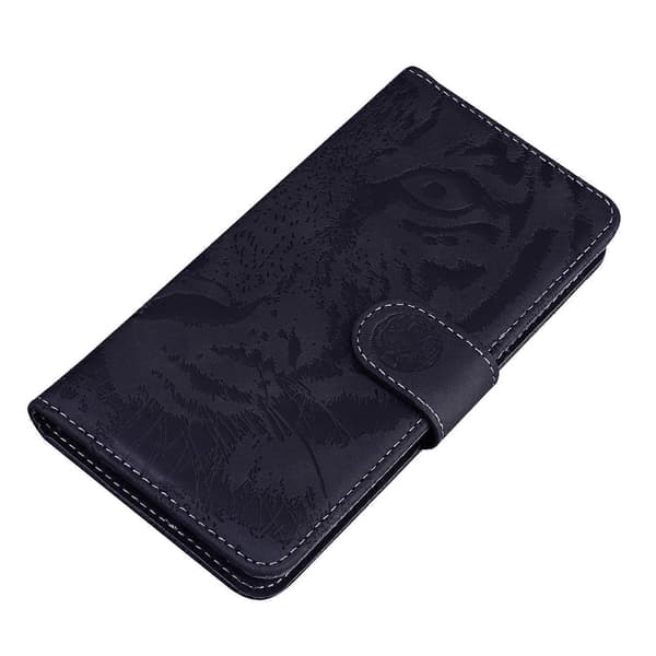 Fodral för Xiaomi Redmi Note 14S 4G Tiger Prägling Läder Plånbok Telefonskydd Black