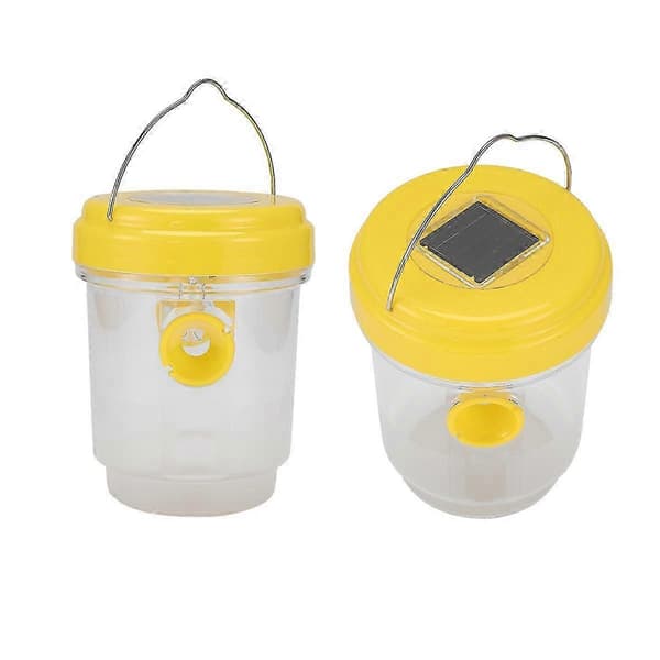 2-pack solcellsgetingfälla för utomhusbruk, hängande getingfångare med ljus för getingar, bålgetingar, bi-utgåva 0709